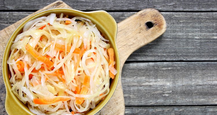 Sauerkraut with carrot in bowl