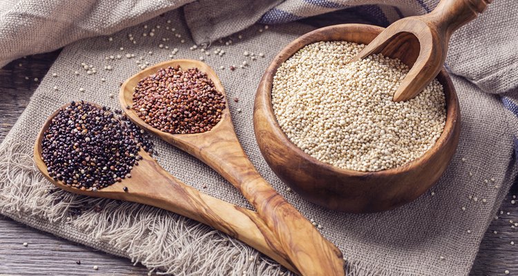 Red, black and white quinoa seeds