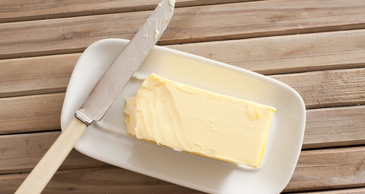 Pat of fresh farm butter on a dish