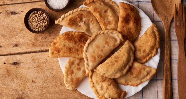 Chebureks with meat and onion