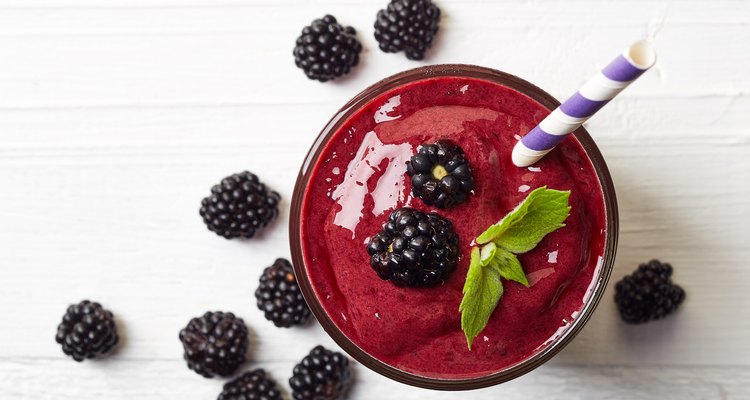 Glass of blackberry smoothie