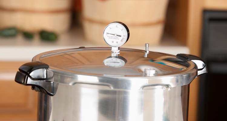 Canning: Pressure Cooker used for Preserving Homegrown Fruits Vegetables