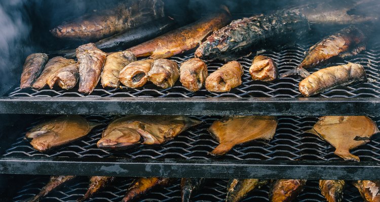 Fish in the smoking oven.