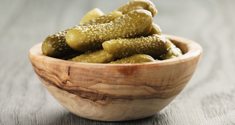 marinated cornichons in bowl