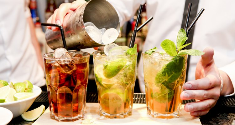 Cocktails being served in a bar