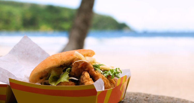 Fried shark and bake food by the beach Maracas Bay