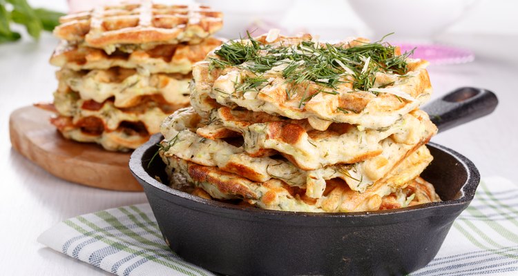 Savory vegetable waffles with cheese and herbs
