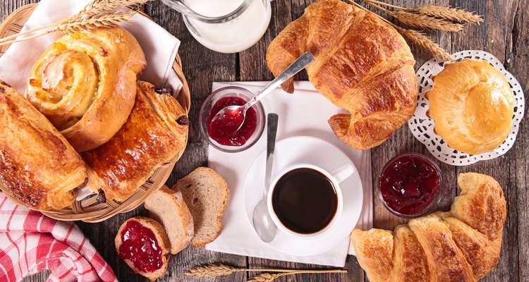 coffee cup,croissant and milk