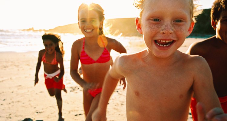 Kids running on the beach, Hampton Beach