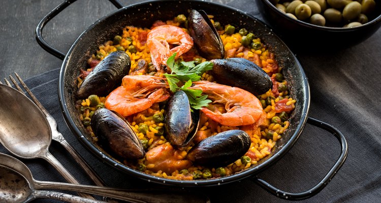 Paella on a table