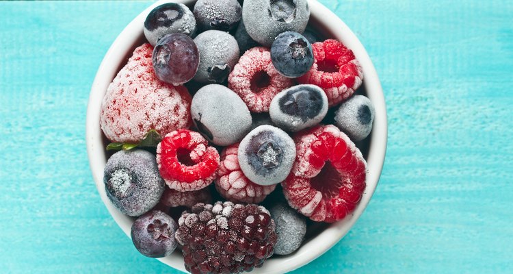Frozen berries in a bowl. Mix berries