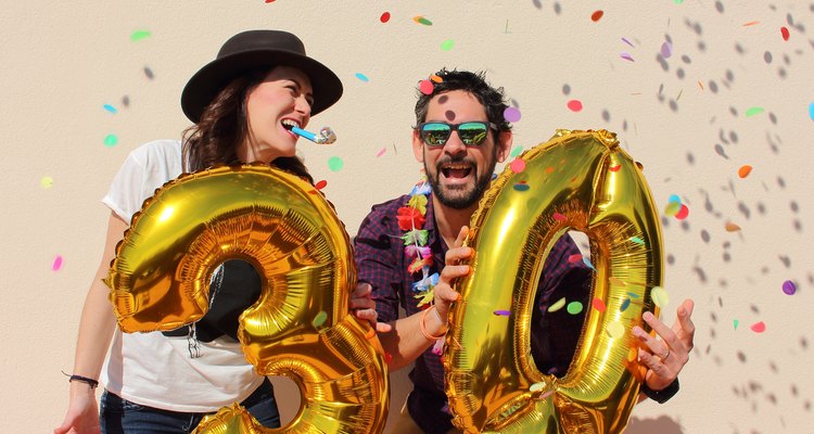 Couple celebrating a 30th birthday party