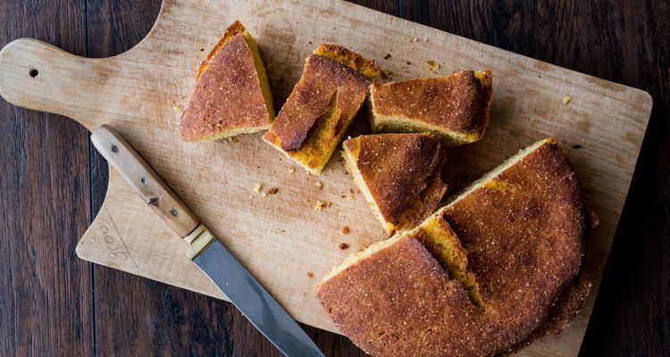 Turkish Cornbread / Misir Ekmegi on wooden surface