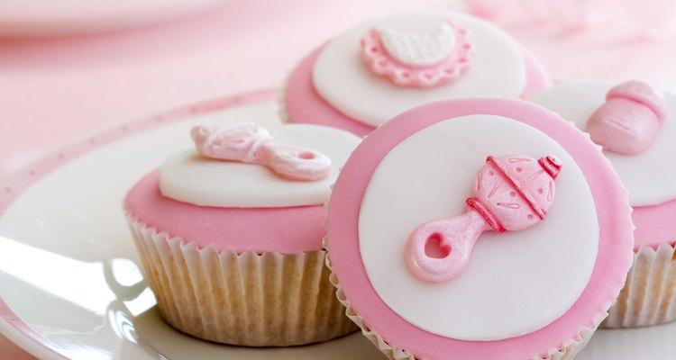 Baby shower themed decorated cupcakes