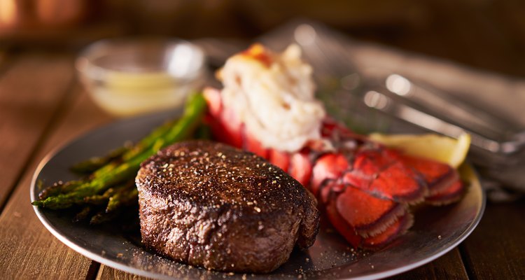 filet mignon steak with lobster tail surf and turf meal