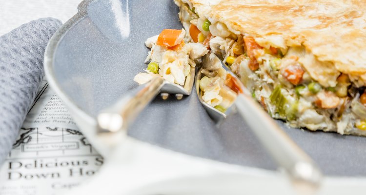 Chicken pot pie in a pan