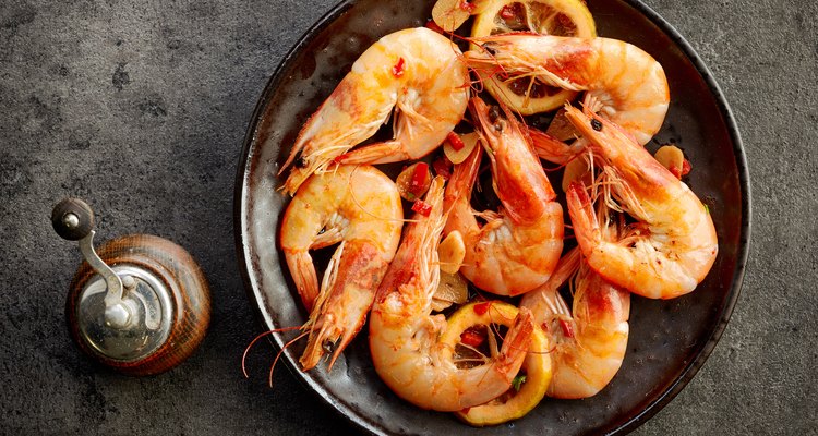 plate of fried spiced prawns