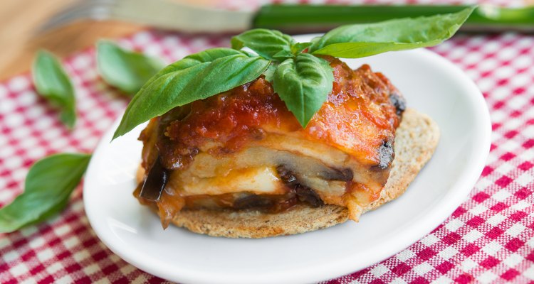 Eggplant parmigiana sliced