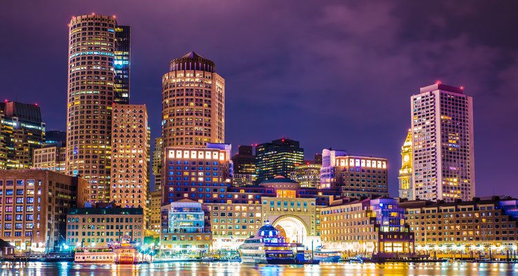 Boston Harbor at night