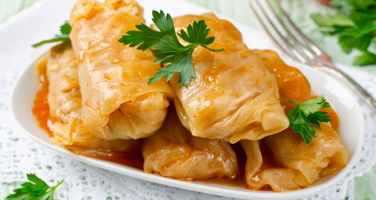 Stuffed cabbage rolls with rice and meat