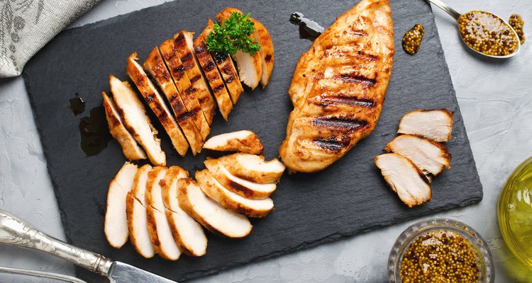 Grilled chicken fillets in a spicy marinade