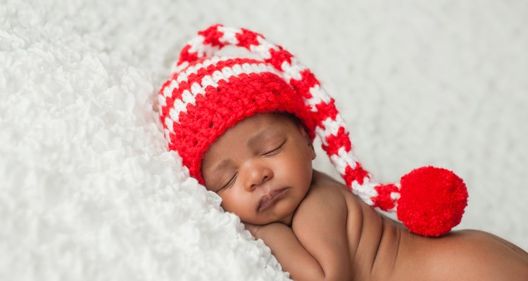 Baby Wearing a Christmas Stocking Cap