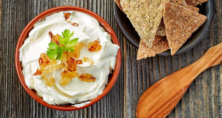 bowl of cream cheese with caramelized onions