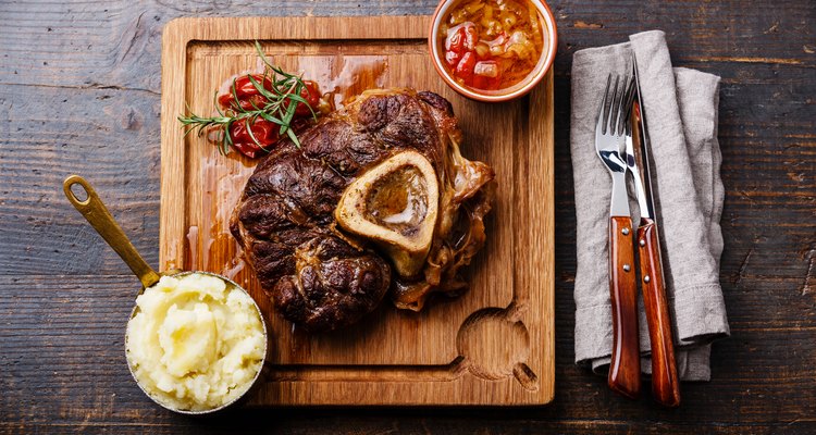 Prepared Osso buco Veal shank and mashed potatoes