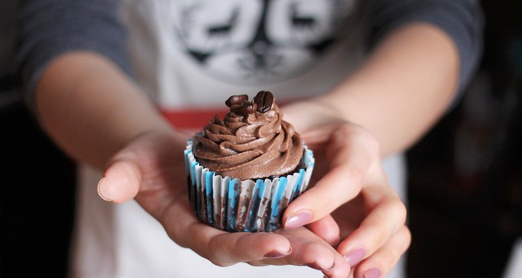 Chocolate cupcake with coffee beans