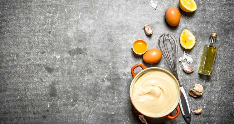 Fresh mayonnaise with the ingredients and whisk.