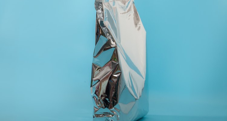 snack foil bag on blue background