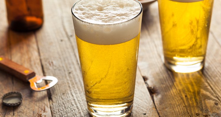 Pints of beer at brewery