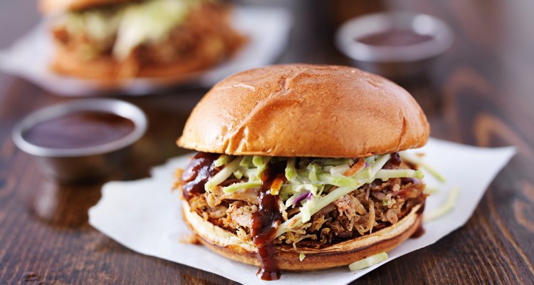 two pulled pork barbecue sandwiches