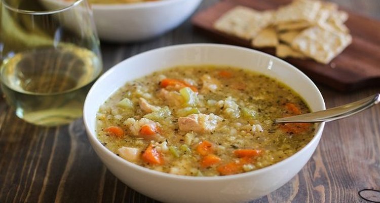 Slow cooker chicken rice soup.