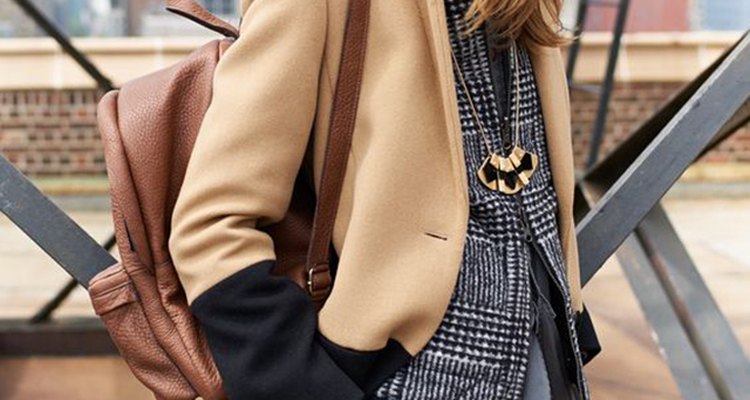 Brown leather backpack and fall outfit