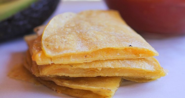 Cheese quesadillas made with corn tortillas.