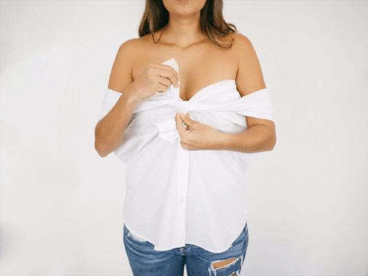 off the shoulder shirt from a white shirt