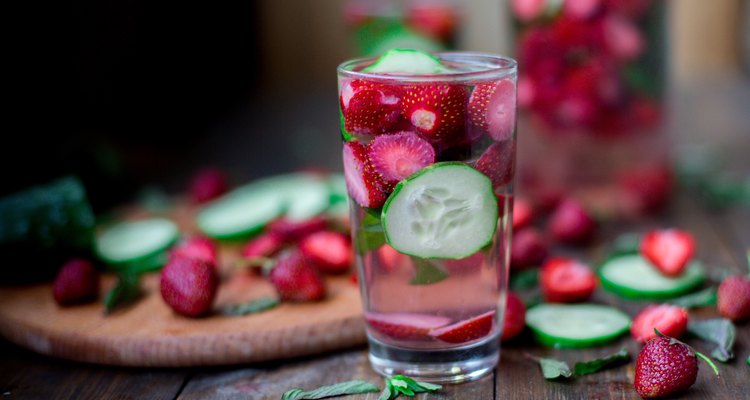 Strawberry, mint and cucumber infused water