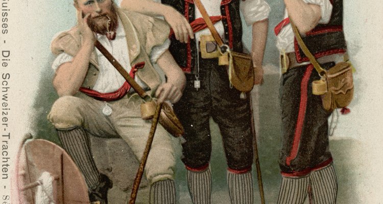 Vaqueiros suíços em vestimentas tradicionais na segunda metade do século 19