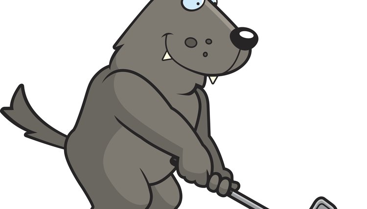 Cartoon Wolf Golfing