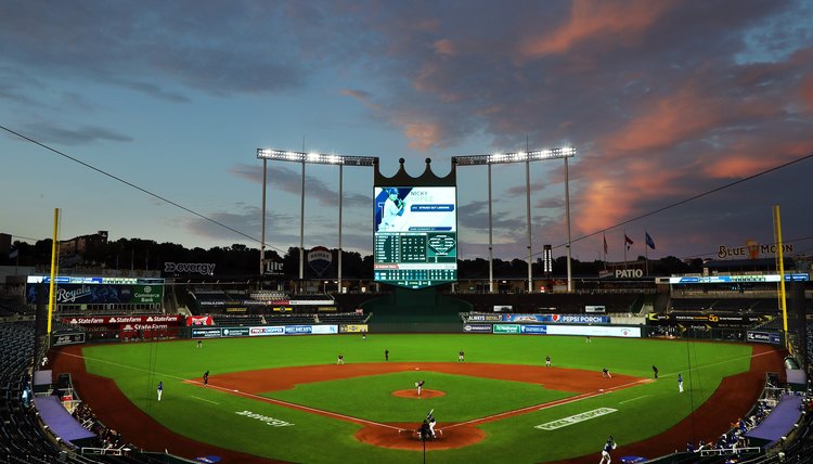 the water fountains at the pepsi porch; right field section of kauffman  stadium: kansas city, missouri