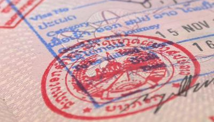 A close-up of a visa stamp.
