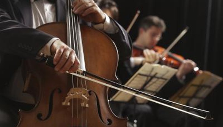 Cellist in symphony orchestra
