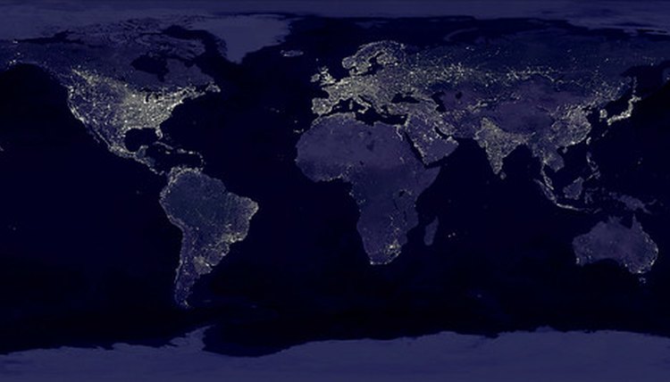 Earth at night. Lights indicate human settlement.