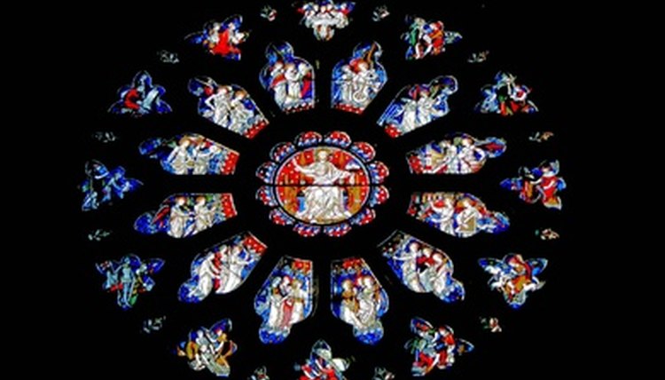 Rose windows often depict Biblical stories in their glasswork.