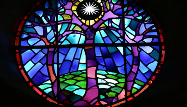 Stained glass plays with light.