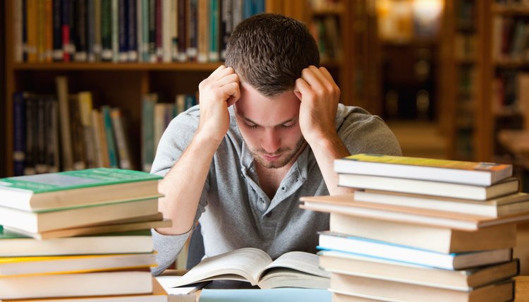Student looking tired while studying