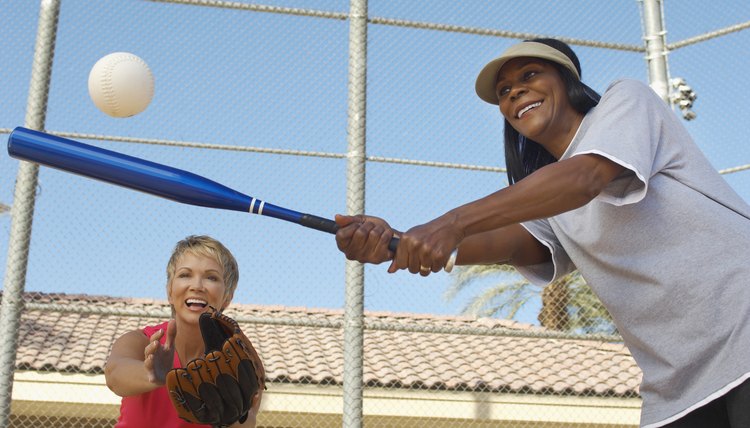 Friends playing baseball