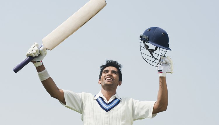 Cricket batsman celebrating his success
