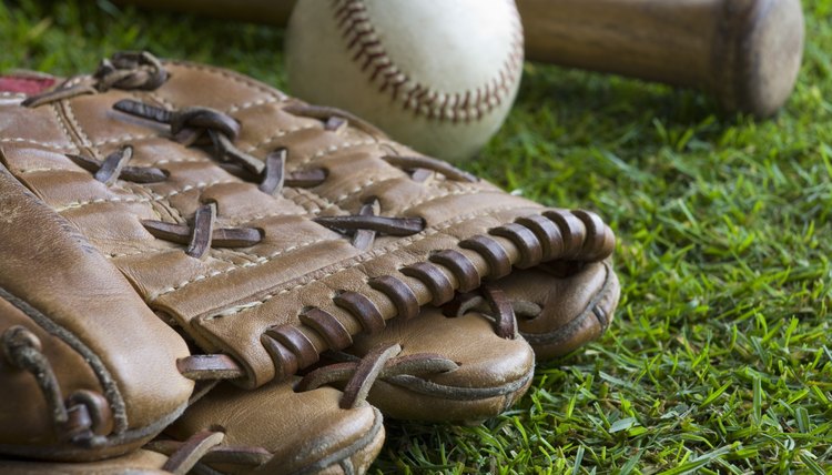 Baseball with bat and mitt